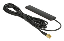 4G-antenne 3 dBi sort, flad med langt kabel og guld SMA-stik til mobilt bredbånd eller GPRS-alarmanlæg.