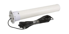 Rettet 4G-antenne 18 dBi, hvid cylinder med flad bund, lang sort kabel med SMA-han stik, rullet med klar tape.