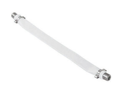 F-kabel til vinduesgennemføring, hvid, fleksibel flad type med metalstik i begge ender, passer til antenne og F-stik.
