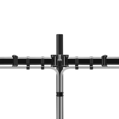 Plexgear bordbeslag med 2 arme til skærme op til 27", metal T-form, sorte beslag, justerbar VESA-understøttelse.