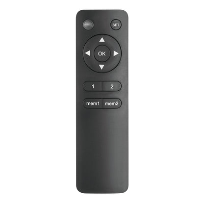 Nikabe sorterer fjernbetjening til motoriseret TV vægbeslag 32-75", pile, OK, SET, 1, 2, mem1 og mem2 knapper.