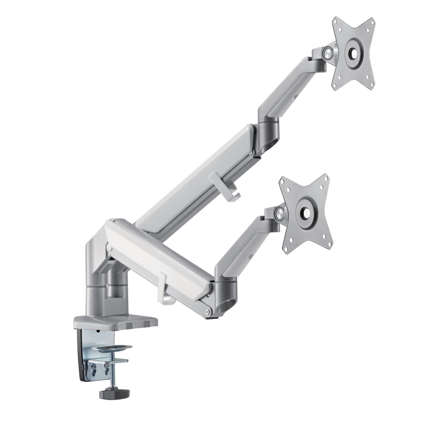 Plexgear gasfjeder skærmholder 17-32" til justerbare arme VESA-plader montering på skrivebordskant sort.