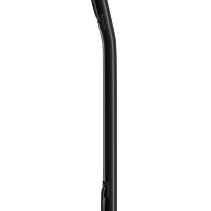 Nikabe V-base gulvstativ til tv 49-70 tommer sort, slankt og sort stativ, sideview, minimalistisk design.
