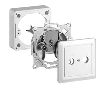 Antenneudtag slutudtag med låg og ramme 1 dB, front, metal monteringsbeslag med stik, plast bagside i adskilt visning.