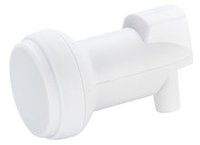 LNB Universal hvid plast vandhane med cylindrisk korpus og kort tud, ligner satellit TV installationsdel.