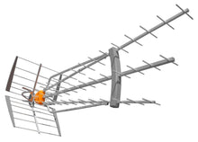 Televés Dat-Boss LR TV-antenne UHF sølv med horisontale og vertikale stænger, orange midterstik, rektangulært gitter.
