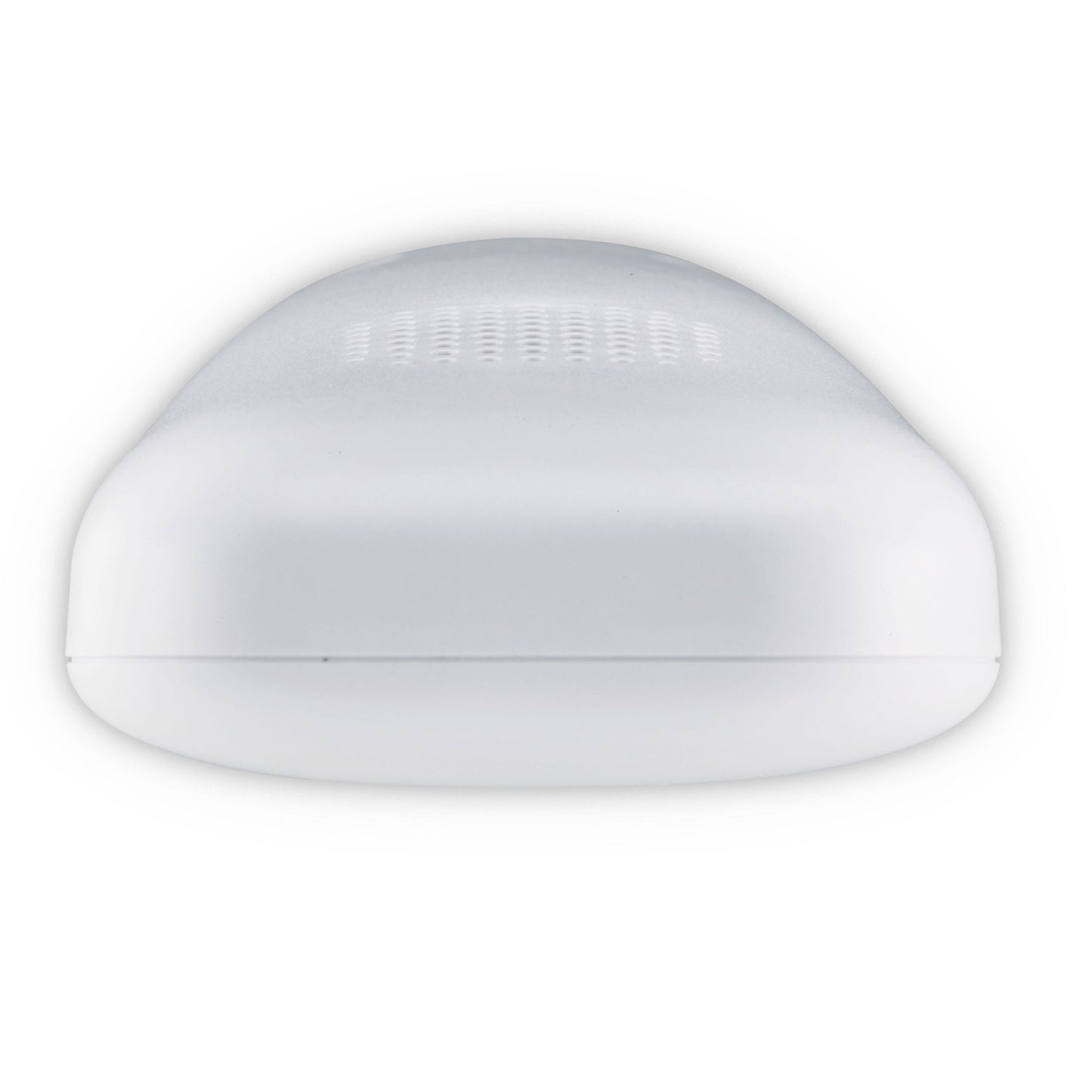 Alecto DBX130 Full Eco DECT-babyalarm hvid, kuppelformet med ventilationshuller i toppen, tovejskommunikation og lydmonitor.