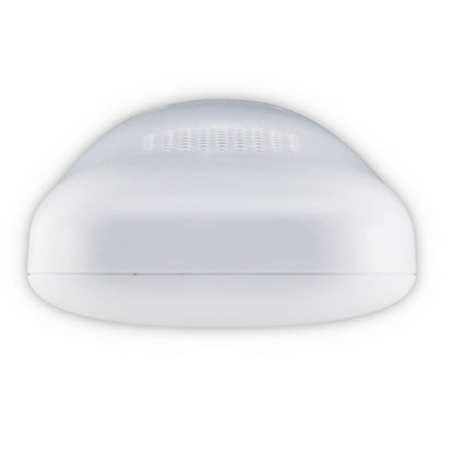 Alecto DBX130 Full Eco DECT-babyalarm hvid, kuppelformet med ventilationshuller i toppen, tovejskommunikation og lydmonitor.