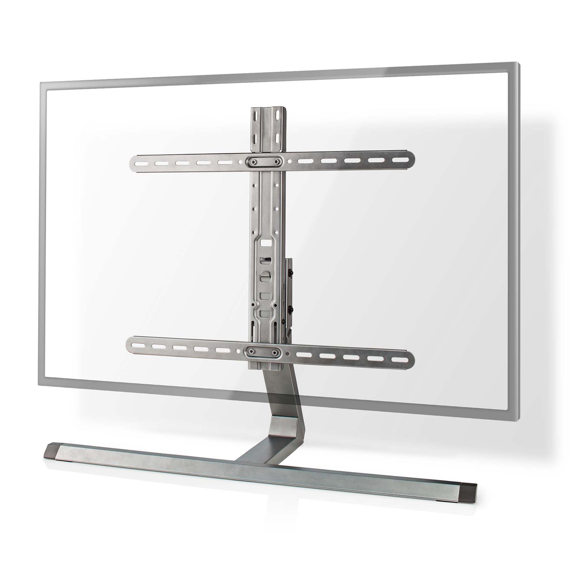 Nedis Justerbart og roterbart bordstativ til TV 37-75" med metalbase og justerbart monteringsbeslag, transparent stand-outline.
