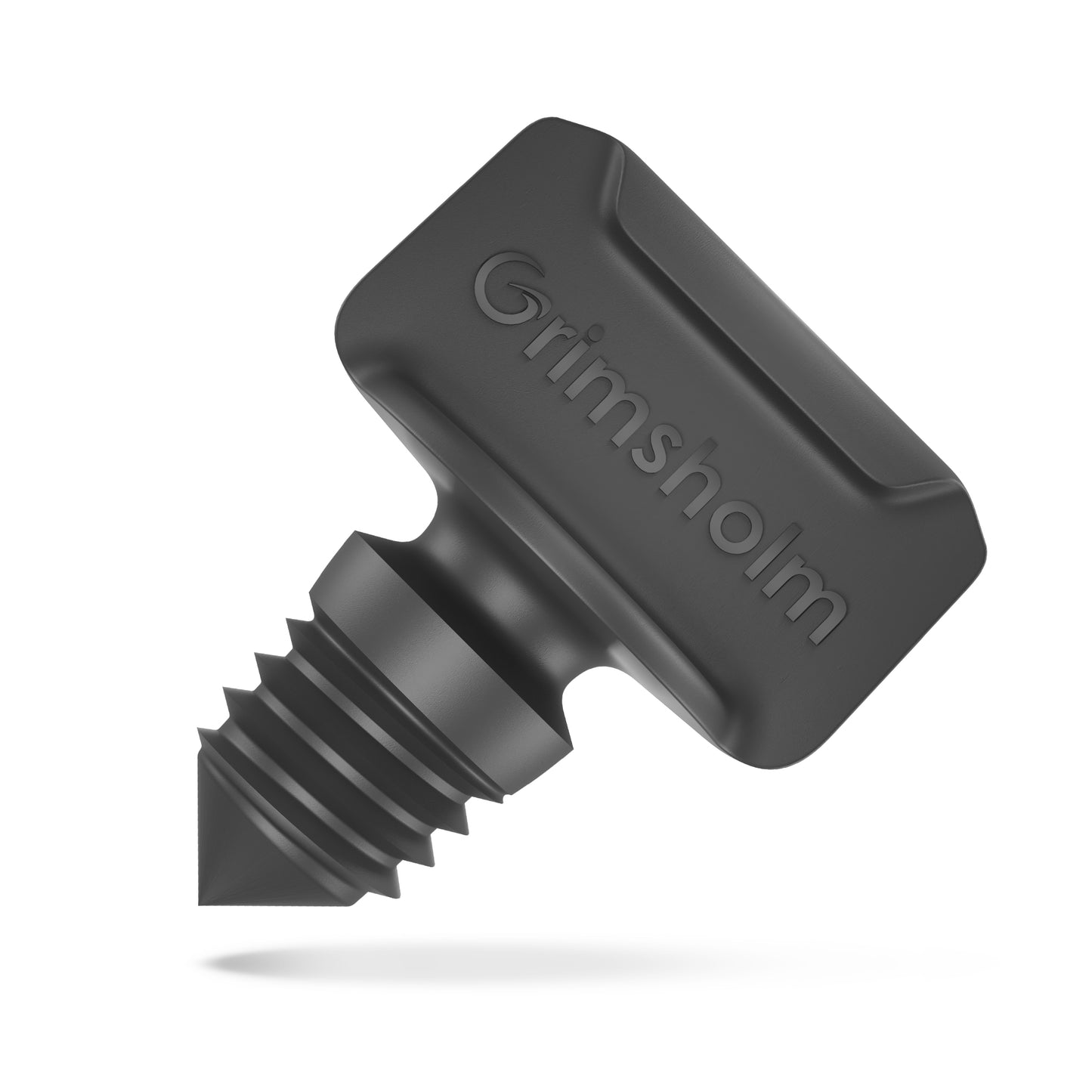 Grimsholm Stopprop 4,6 mm sort plast med gevindspids og rektangulær top præget med Grimsholm til mikrovanding.