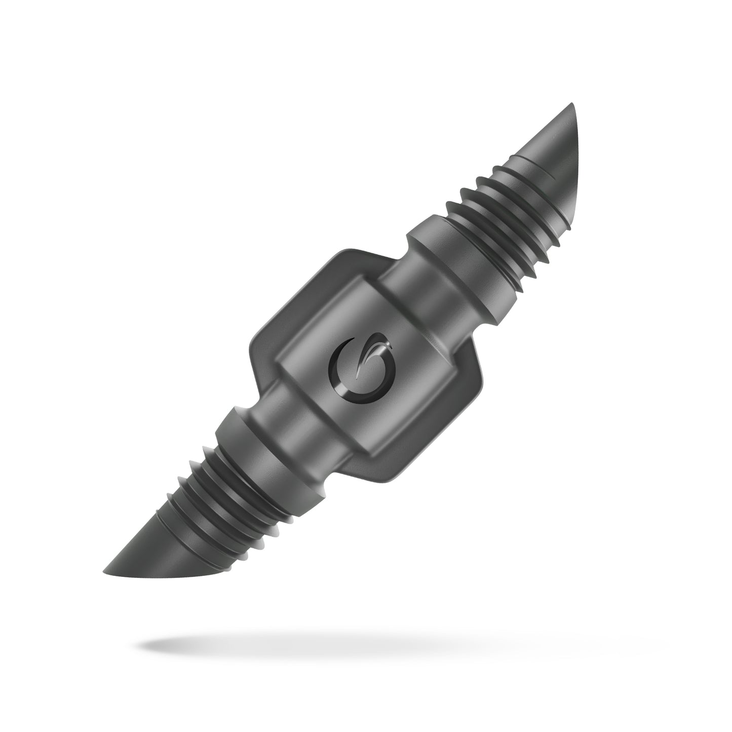 Grimsholm Samlekobling 4,6 mm sort, dobbeltgevind med spidse gevindender og sekskantet center med rundt logo.