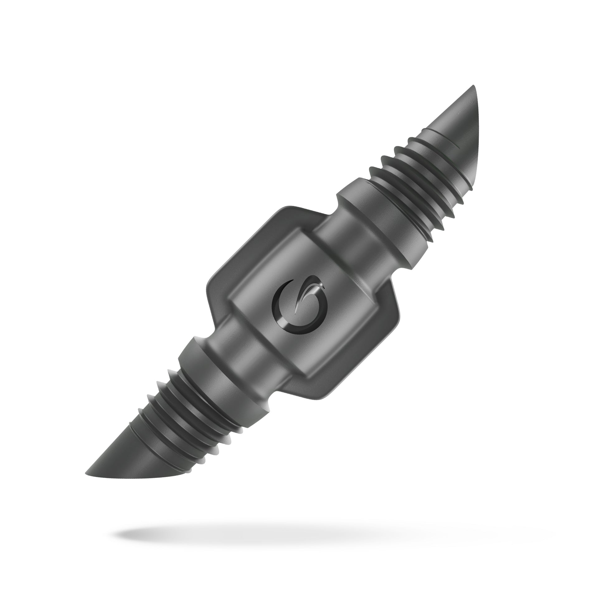 Grimsholm Samlekobling 4,6 mm sort, dobbeltgevind med spidse gevindender og sekskantet center med rundt logo.
