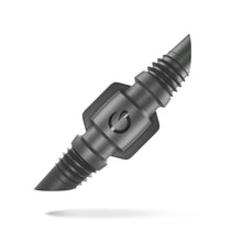 Grimsholm Samlekobling 4,6 mm sort, dobbeltgevind med spidse gevindender og sekskantet center med rundt logo.