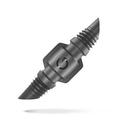 Grimsholm Samlekobling 4,6 mm sort, dobbeltgevind med spidse gevindender og sekskantet center med rundt logo.