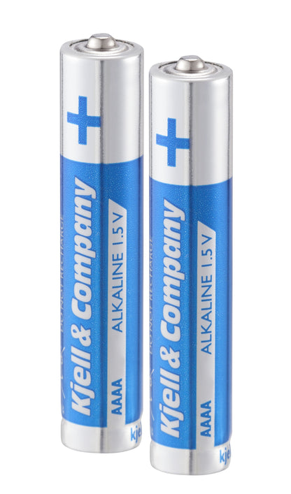 2 AAAA LR61 batterier 1,5V alkaline, blå og sølv, pakke med 2 stk.