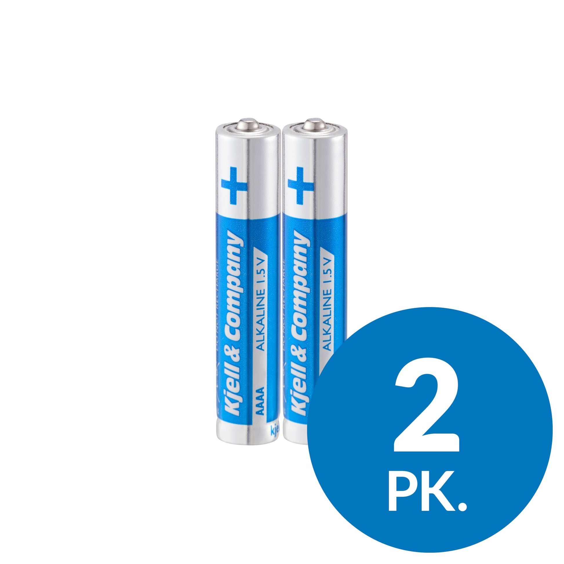 Til AAAA-batteri LR61 1,5V stående oprejst, blå cirkel nederst til højre med teksten "2 stk" i hvid.