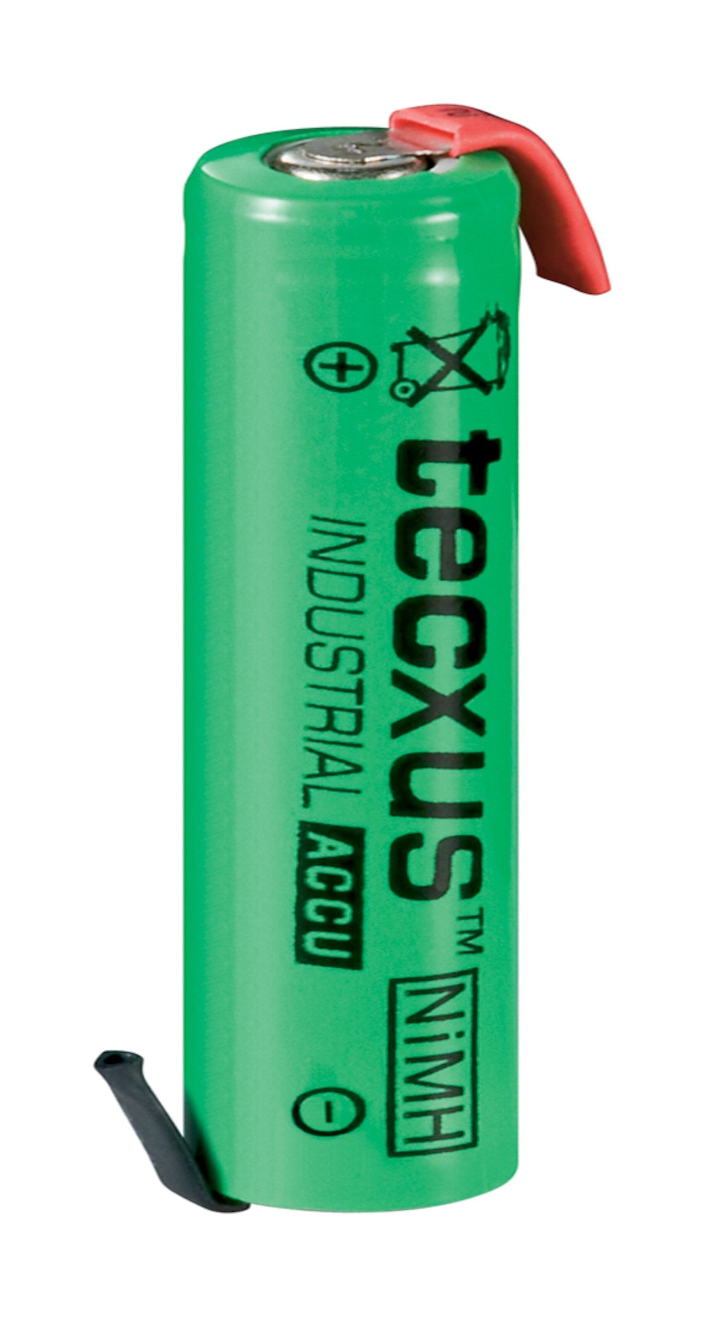 Goobay NiMH2 AA batteri 1,2V 2100mAh grøn med metalterminal og til ledninger, sort og rød.
