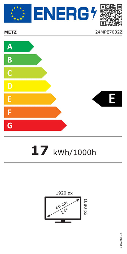 Strong METZ 24" LED bærbar TV, energiklasse E, 24" skærm, 1920x1080 opløsning, 17 kWh/1000 timer.