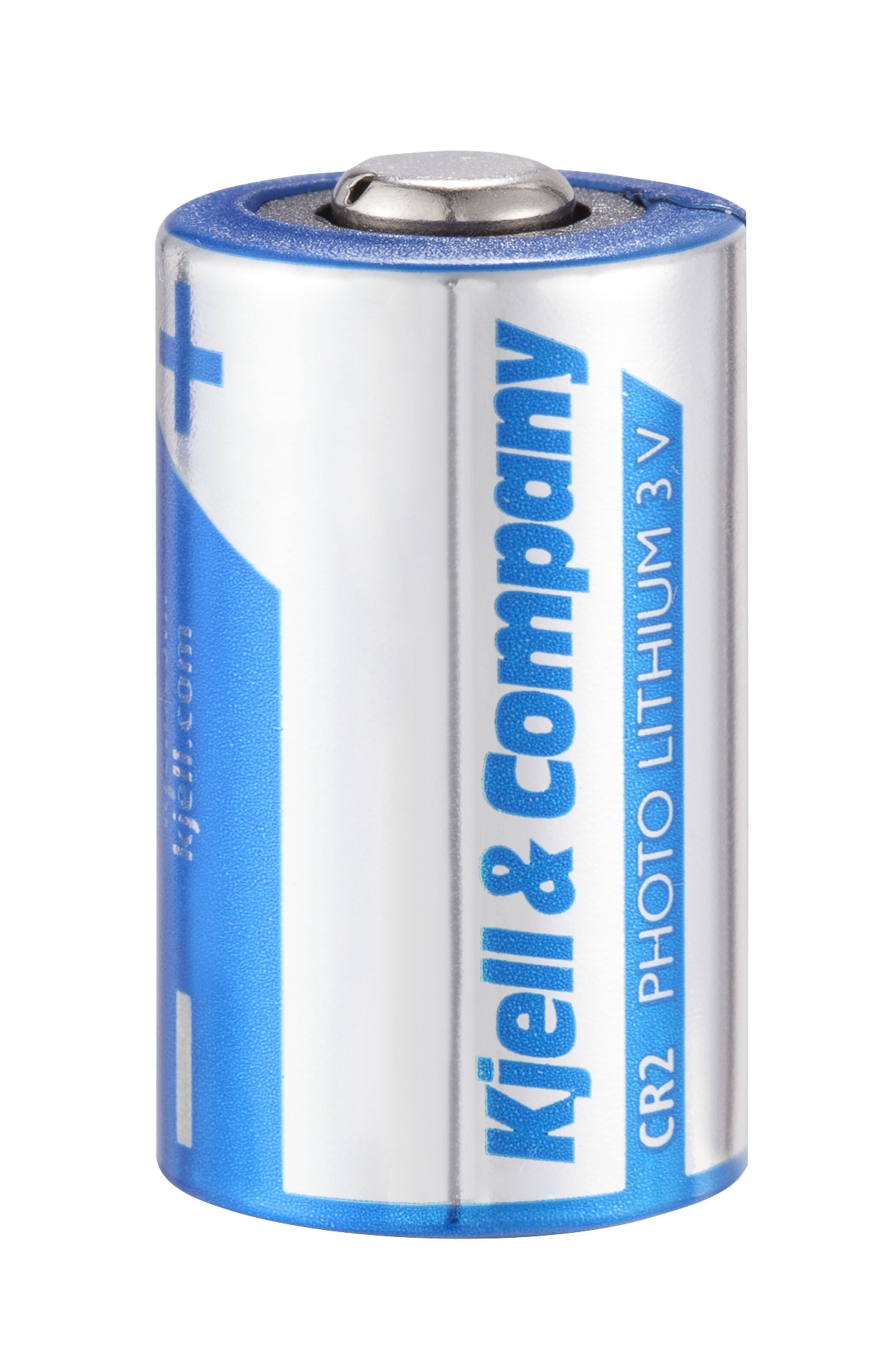 Kjell CR2 fotobatteri lithium, 1 stk, synlig positiv pol og produktlabel.