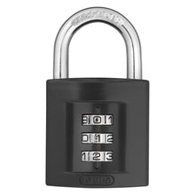 ABUS Kombinationslås 158/40 sort med sølv bøjle, 40 mm, 3 drejeskiver sat til 301, synlig 3-cifret kode.
