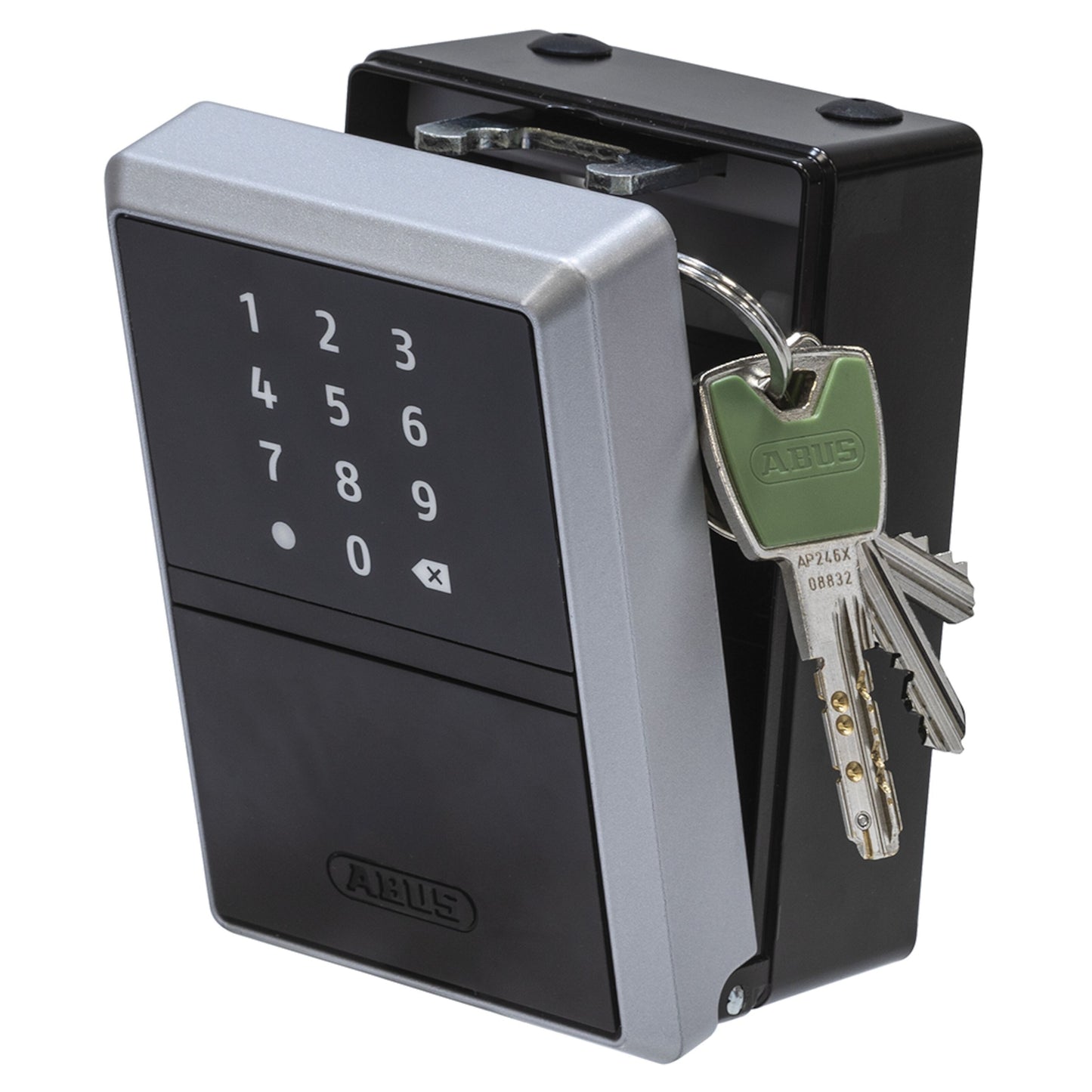 Abus KeyGarage 787 nøgleskab med Bluetooth, sølv/sort digital lås med tastatur og metalbeslag, til nøgler på nøglering.