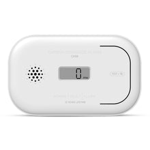 Housegard Kuliltealarm, batteridrevet, afrundede kanter, LCD-display "0 PPM", testknap, indikatorlys, højtaler.