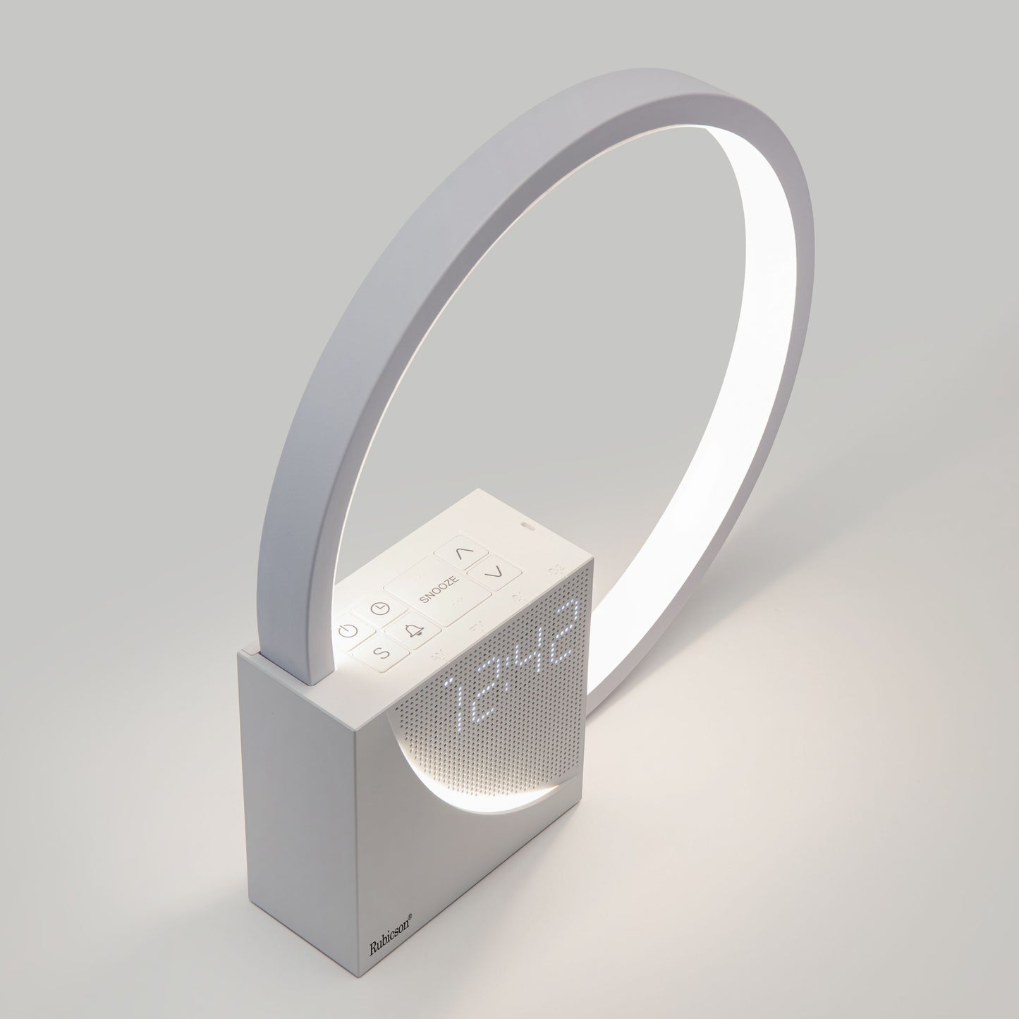 Rubicson Wake-up light vækkeur med natlampe, digitalt display, touchknapper, rund LED til simuleret solopgang.