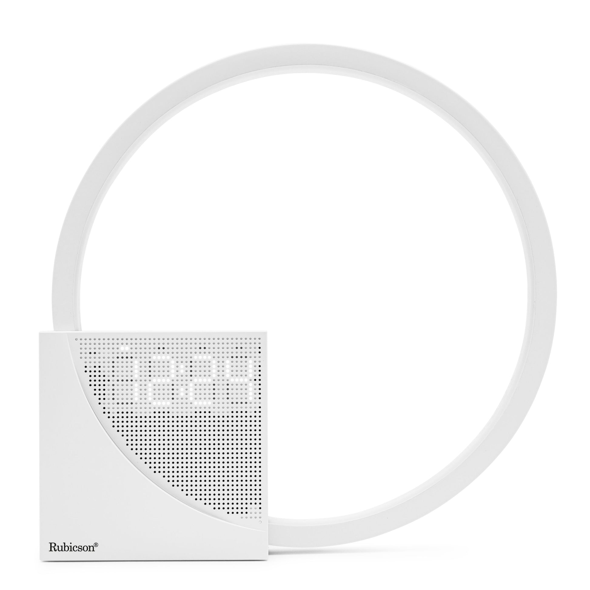 Rubicson Wake-up light vækkeur med natlampe, LED-ring, hvid digital urdisplay, simuleret solopgang og naturlig lyde.
