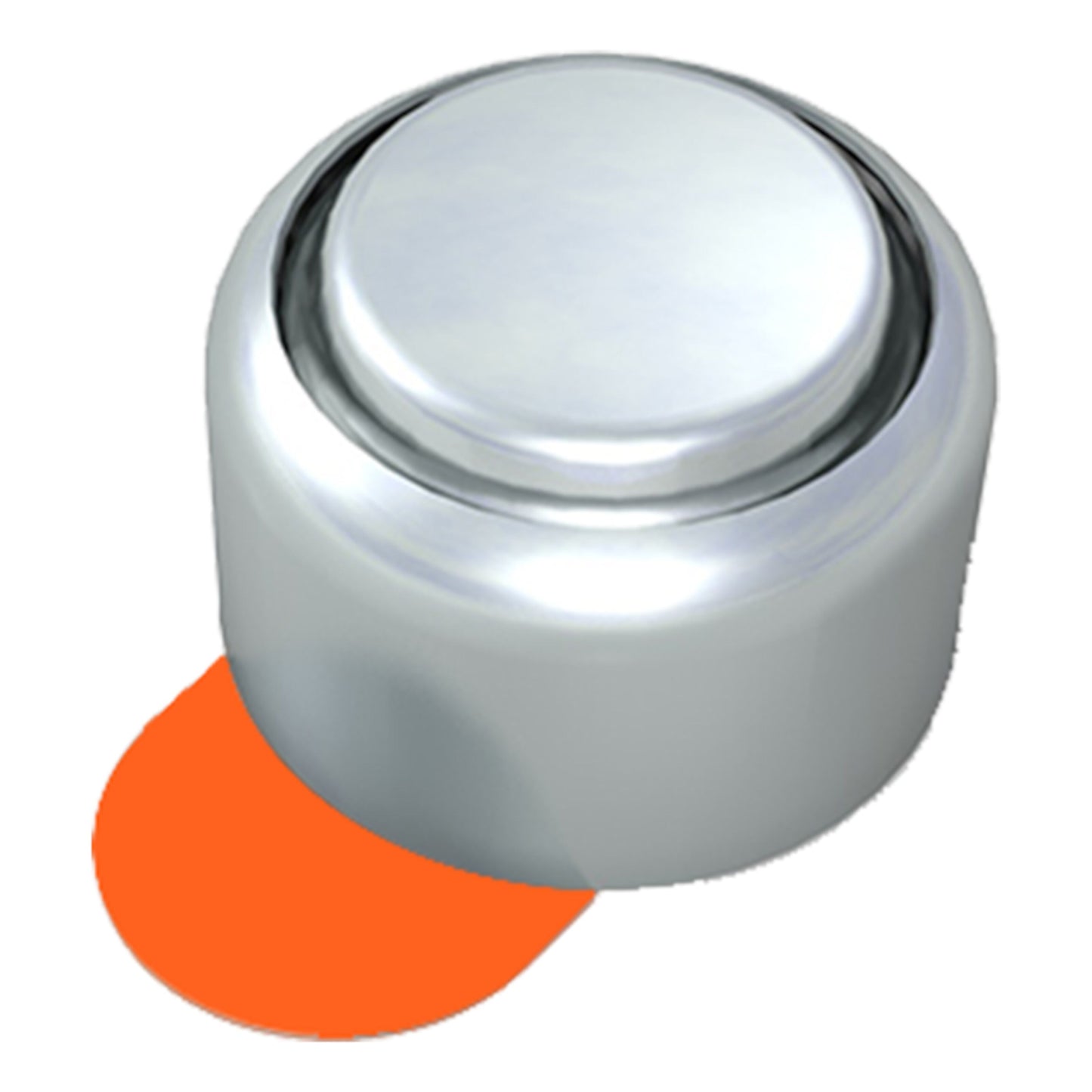 Rayovac Høreapparatbatterier ZA13 6-pakning, cylindrisk metalbatteri med orange detalje og orange skygge.