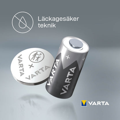 Varta CR2430 litiumbatteri 1-pak med batterihætte og børnesikringsikon, svensk tekst "Läckagesäker teknik", Varta-logo.