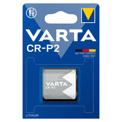 Varta Lithiumbatteri 223/CR-AS5 1-pak, blå emballage med Varta logo og gul trekant, synligt batteri.