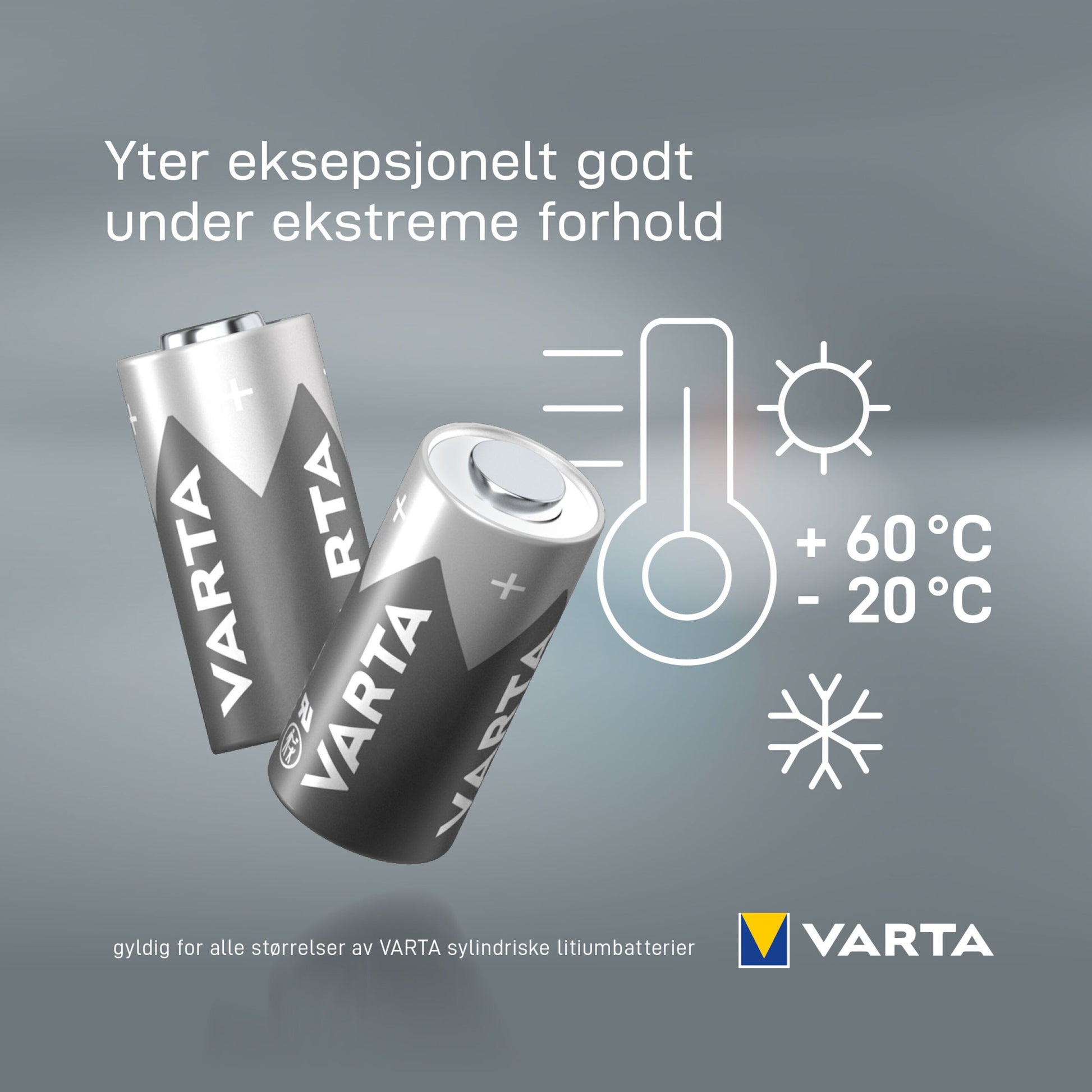 Varta litiumbatteri 223/CR-AS5 1-pak, drift fra -20°C til +60°C, specialbatteri med norsk tekst på emballagen.