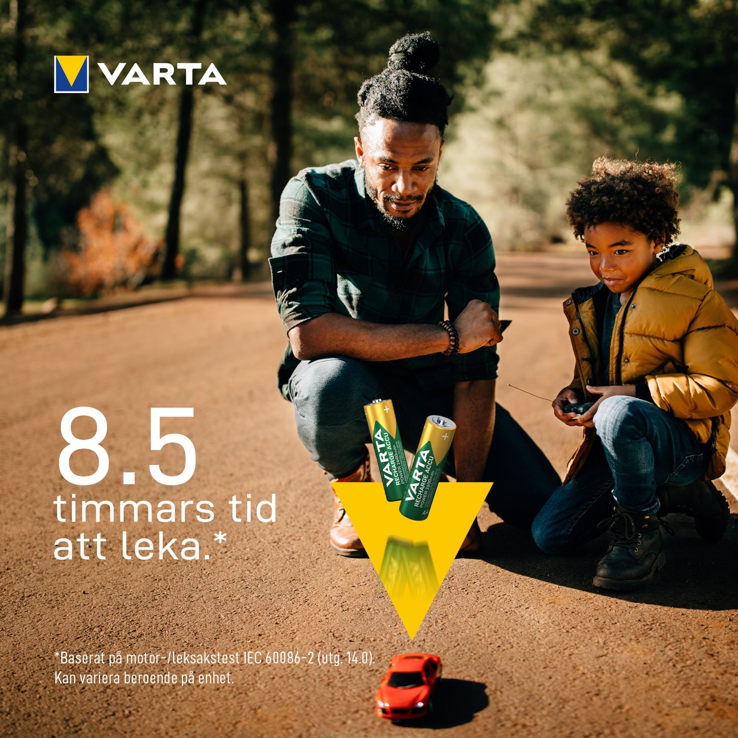 Varta Genopladelige AA-batterier Recharge Accu 2600 mAh 4-pak, tekst: 8,5 timers legetid.