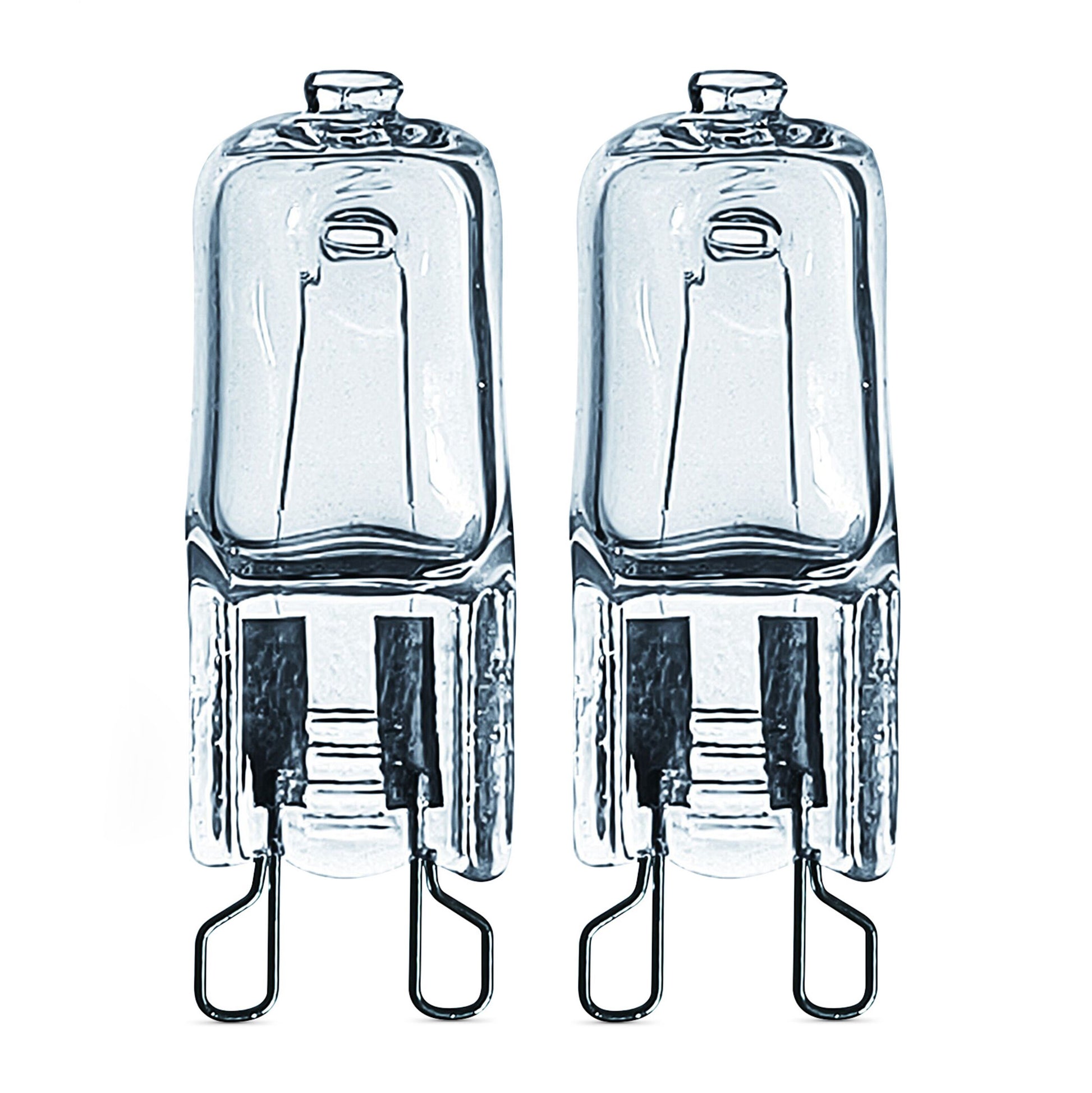 Osram Halopin ovnlampe G9 25W, to pærer med metalben nedad, 2-pak.