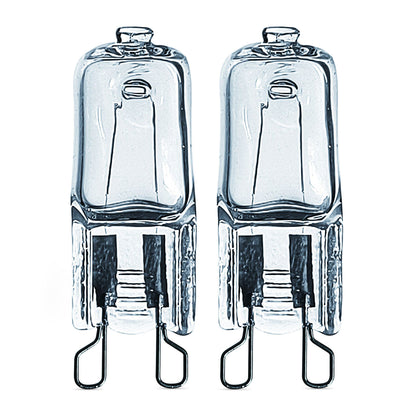 Osram Halopin ovnlampe G9 25W, to pærer med metalben nedad, 2-pak.