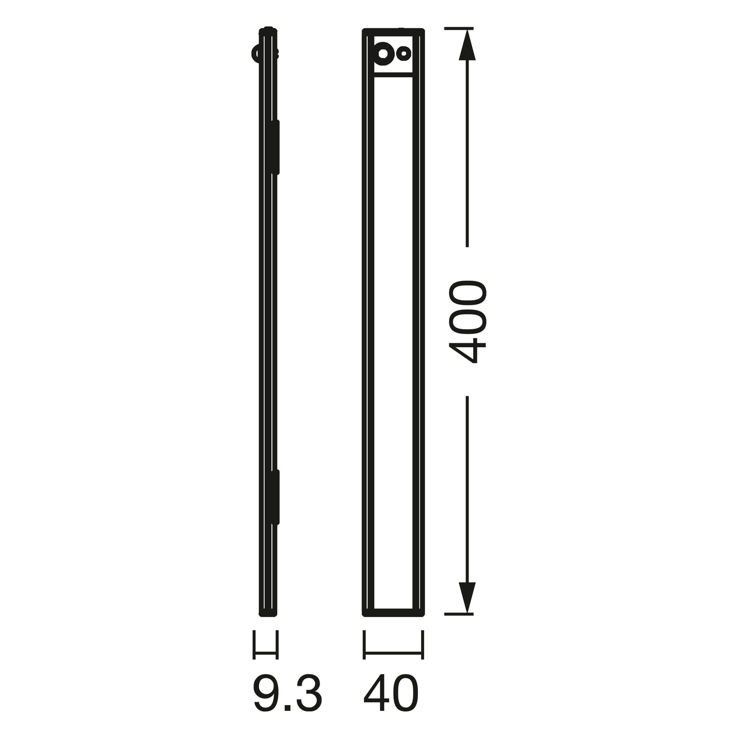 Osram Lineær LED underskabsbelysning 40cm med sensor, rektangulær, monteringshuller, 400x40x9,3mm.