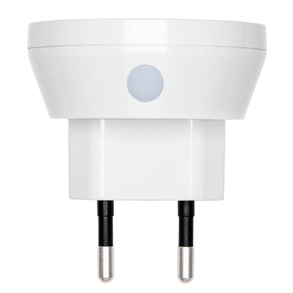 LED natlampe Mini, hvid EU stikprop med to runde ben og frontskumringsrelæ sensor til automatisk LED-lys.