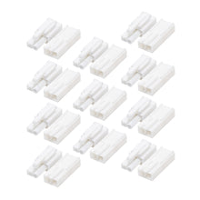 10 par Mini Tamiya stik, hvide, 2-polet design til batteritilslutning i RC køretøjer.