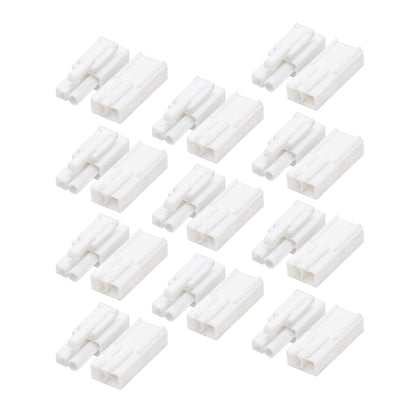 10 par Mini Tamiya stik, hvide, 2-polet design til batteritilslutning i RC køretøjer.