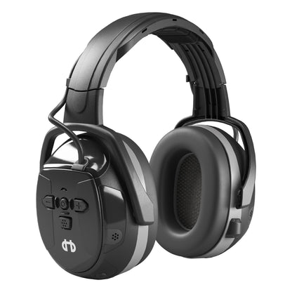 Hellberg Xstream LD høreværn sort/grå, over-ear elektronisk, tyk polstring, kontrolknapper, justerbar bøjle, Bluetooth.
