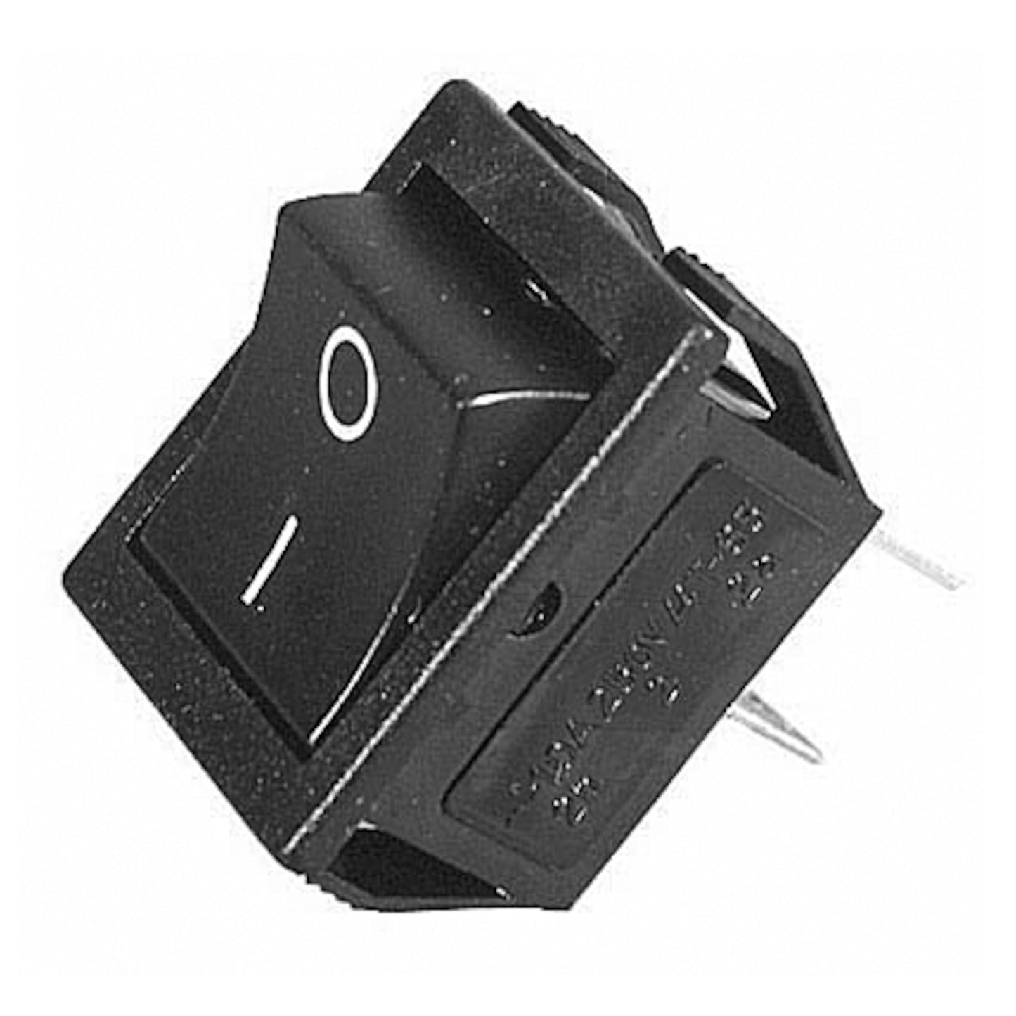 Velleman 2-polet sort strømafbryder 250V/10A med hvide I/O-symboler, til metalben, til panelmontering.