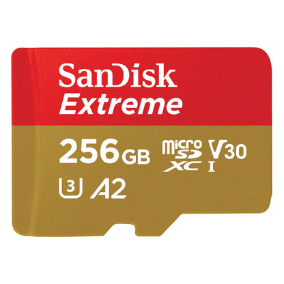 SanDisk Extreme Plus microSD-kort 256GB rød/guld hurtig overførsel klasse U3 A2 V30.