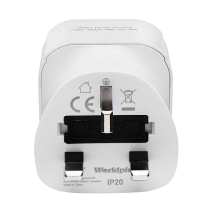Jordet rejseadapter UK CE-mærkning Worldplug IP20 til Hongkong og Storbritannien max 13A 3250W 250V konverterer ikke spænding.