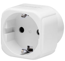 Rejseadapter USA hvid, stik med to runde benhuller og sidejord, passer til type B stikkontakter.
