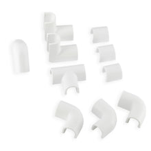 Samling til kabelkanal Ø5 mm 10-pack hvide plastdele inkl samlinger, albuebøjninger, tees og endestykker til Ø5 mm kanal.