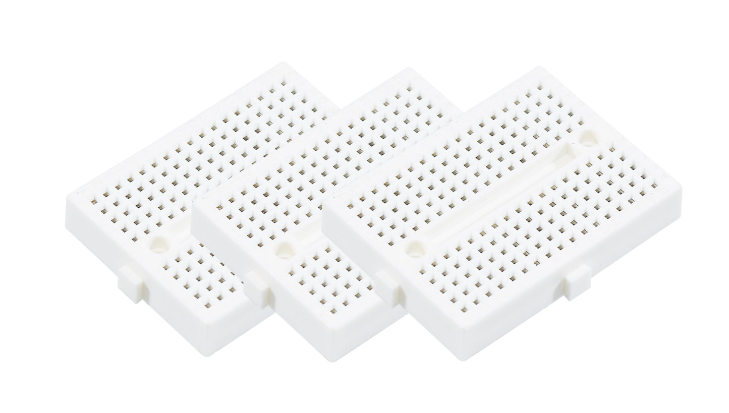 Luxorparts koblingsdæk breadboard 170 forbindelser, 3-pak, række med mange huller til elektronikprojekter.