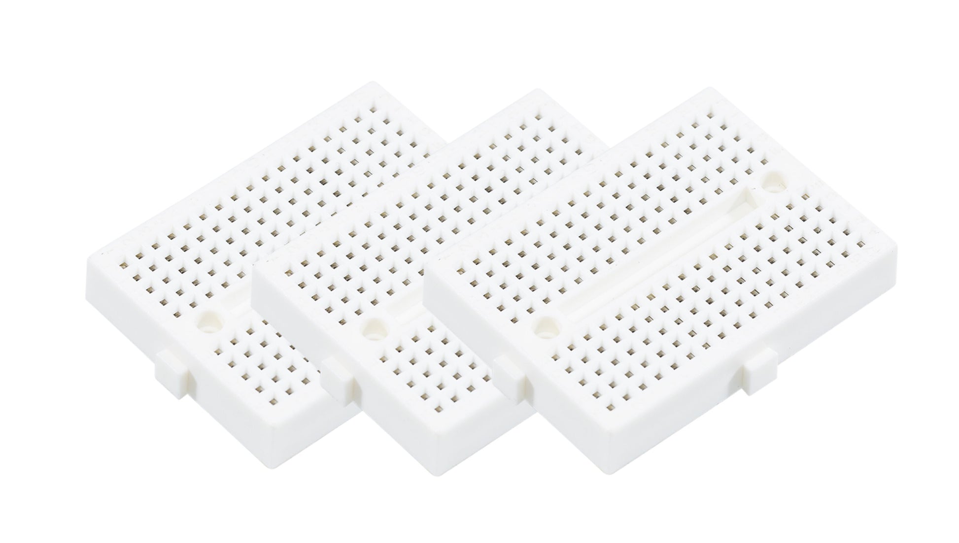 Luxorparts koblingsdæk breadboard 170 forbindelser, 3-pak, række med mange huller til elektronikprojekter.