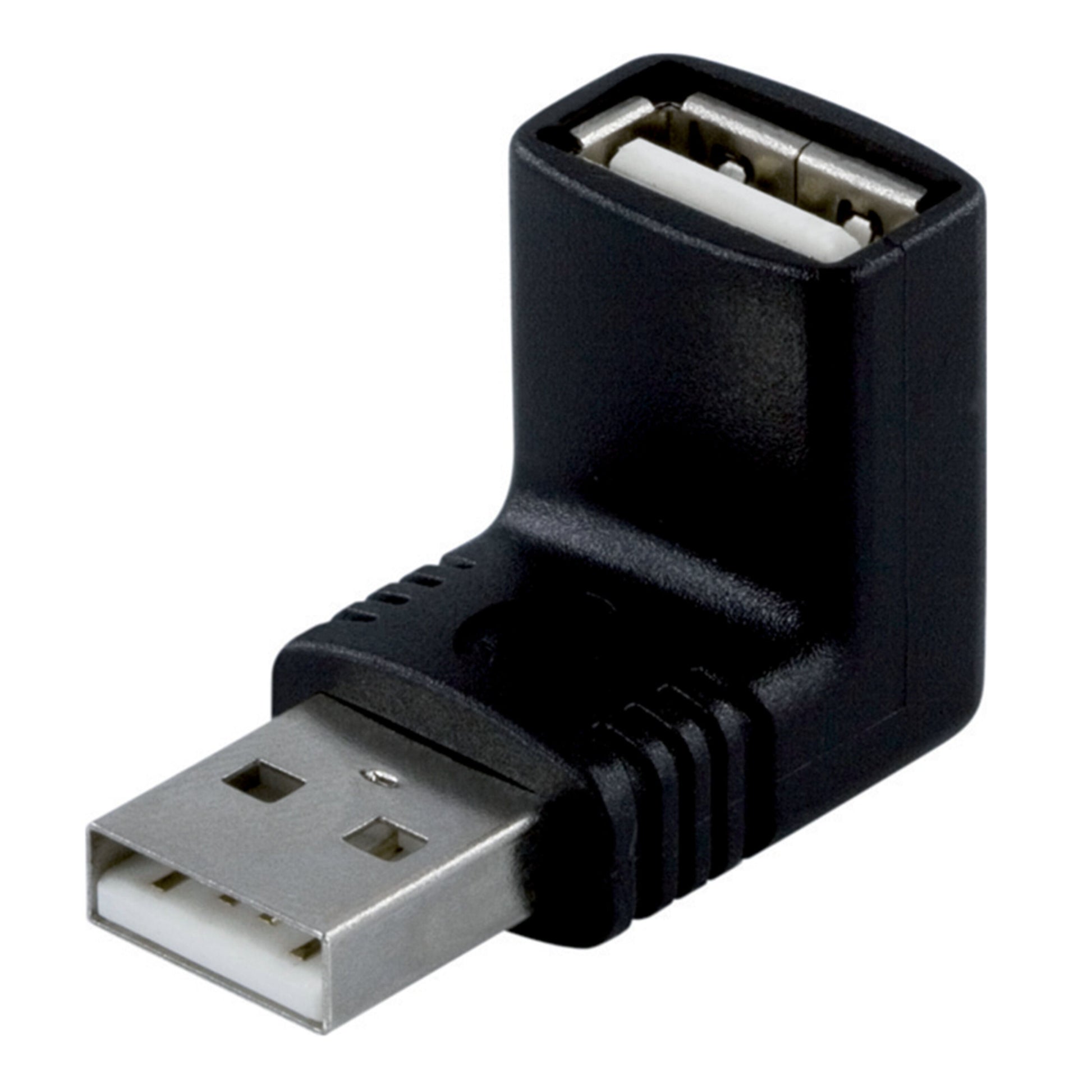 USB-adapter vinkel, USB-A han til USB-A hun, sort 90° OTG-adapter.