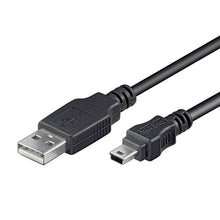 Luxorparts USB-A til Mini USB-kabel sort 1,8 m med standard USB-A og Mini-B stik.