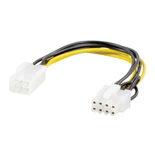 Luxorparts PCI Express-strømadapter 6-pin til 8-pin, sorte og gule ledninger, egnet til grafikkort strømtilslutning.